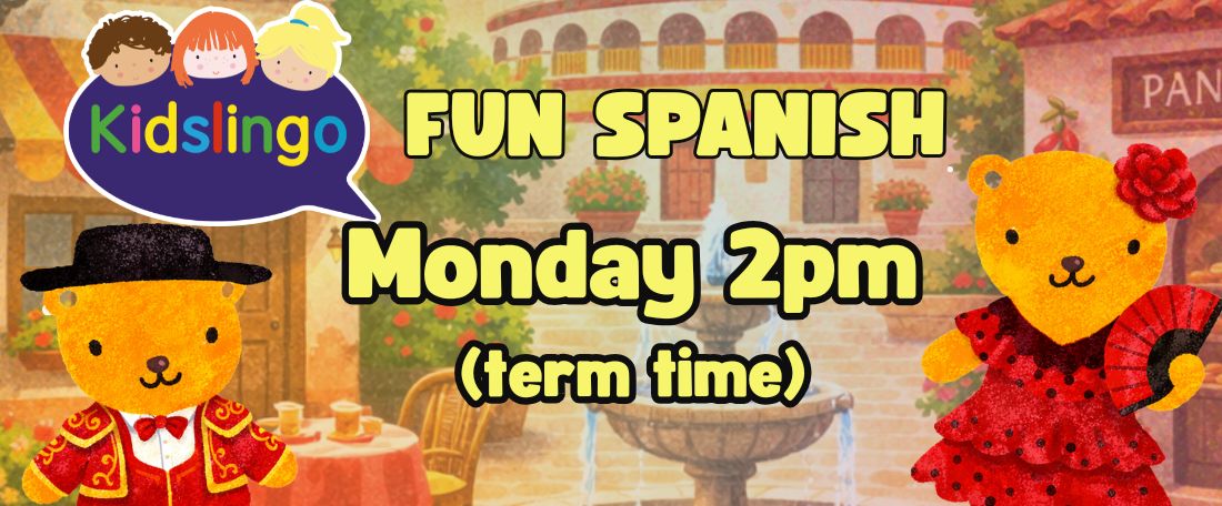 Kidslingo fun Spanish classes for children aged 2–5 in Northwich at The Playbarn, Monday 2pm – learn Spanish through songs, games and stories