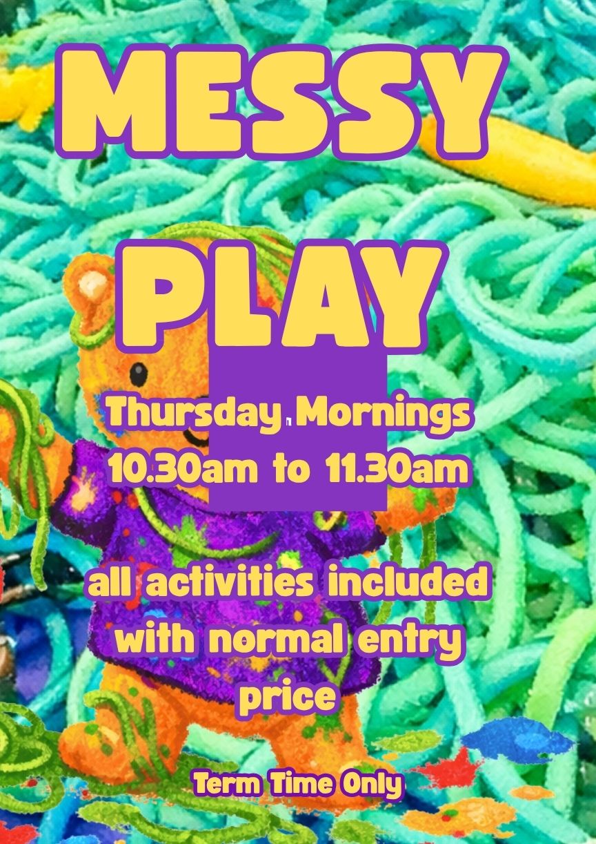 Messy Play session at The Playbarn in Blakemere Village, Northwich with colourful sensory activities for toddlers and young children